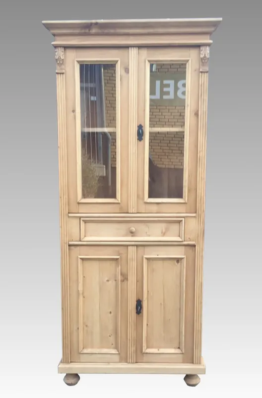Gründerzeit Eckvitrine Massivholz Weichholzmöbel Eck Schrank Sale