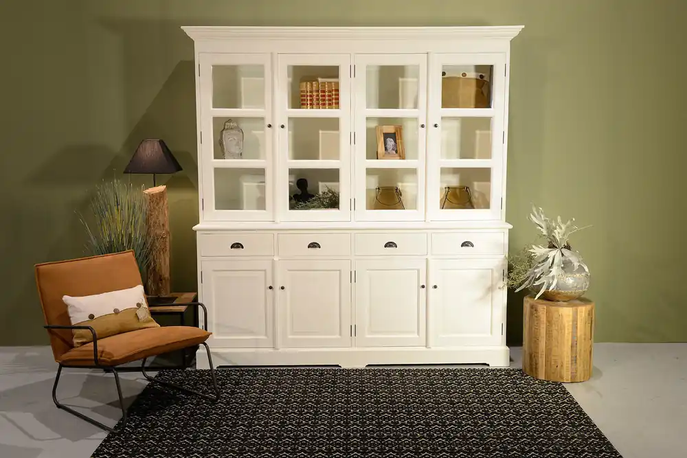 Vitrinen Schrank London weiß 200cm Sonderaktion