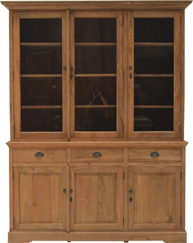 Vitrinen Schrank Brescia Teak 160cm Schneller Versand