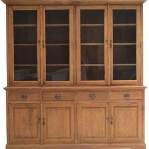 Vitrinen Schrank Brescia Teak Massivholz 200cm Mega-Angebot