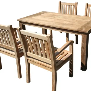 Rabatt Gartenmöbel Set Teak - Tisch Bali 160cm und 4 x Stuhl Beaufort Outdoor Möbel