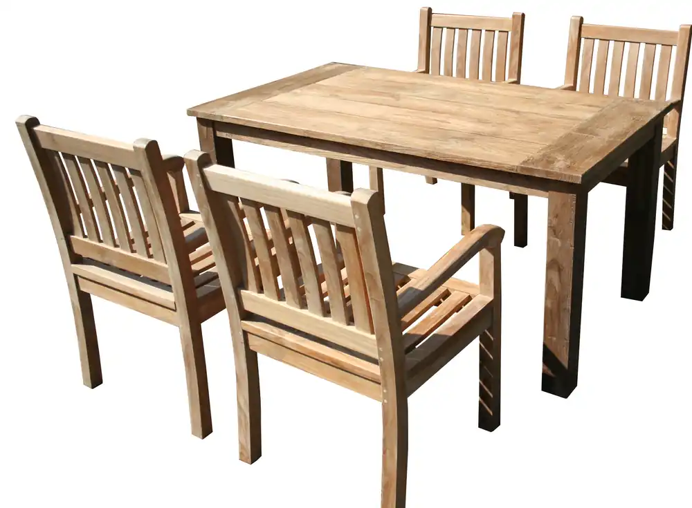 Rabatt Gartenmöbel Set Teak - Tisch Bali 160cm und 4 x Stuhl Beaufort Outdoor Möbel