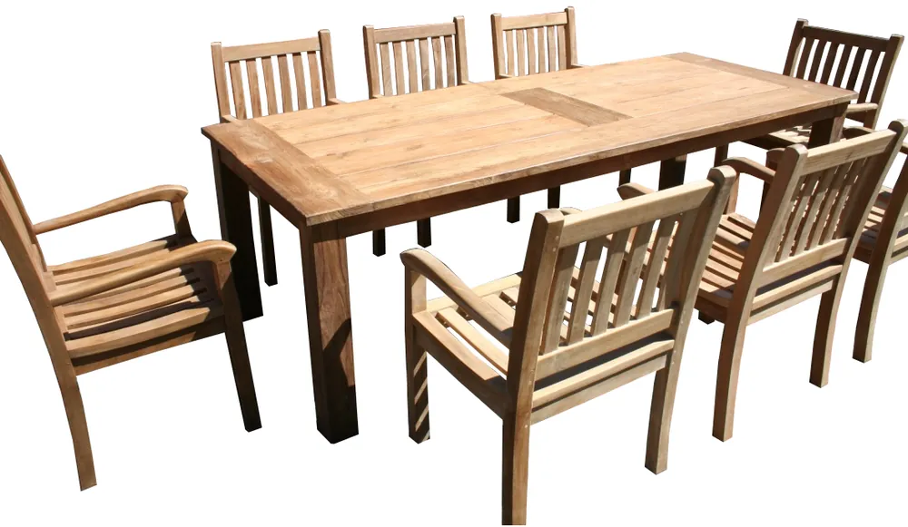 Schnäppchen Gartenmöbel Set - Teak Tisch Bali 240cm und 8 Stühle Beaufort Teakmöbel Outdoor