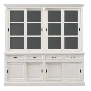 Vitrinen Schrank Vincenza weiß/dunkelgrau im Landhausstil 220 cm Bestseller