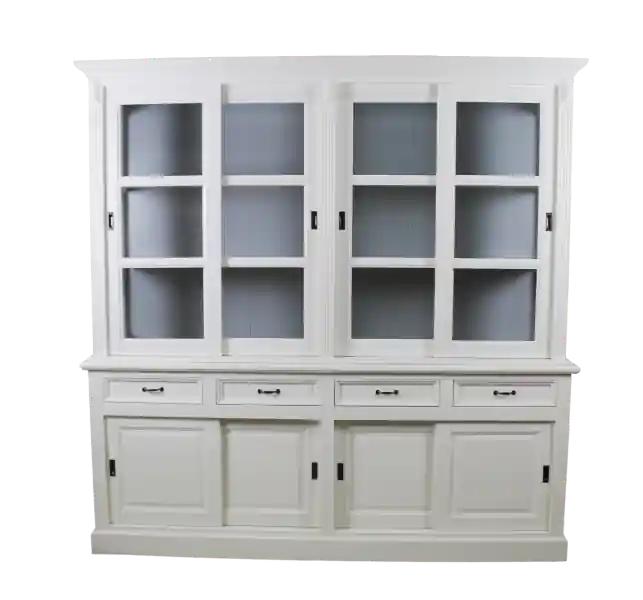 Vitrinen-Schrank Vincenza weiß/hellgrau 220 cm Knallerangebot