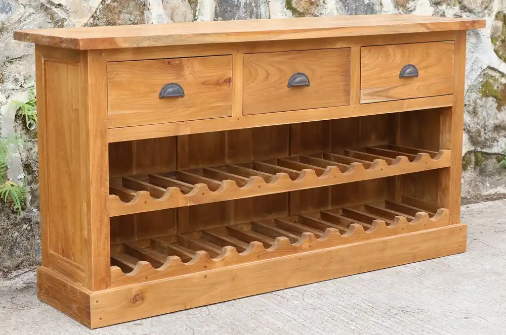 Preis Gesenkt Weinregal Sideboard Bordeaux aus recyceltem Teak