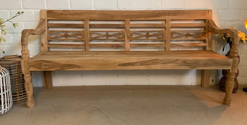 Must-Have Gartenbank Premium Teak 190 cm Premium Glatt Teakmöbel Bank Outdoor Sitzbank Teakholz