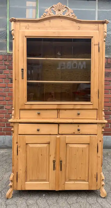 Landhaus Vitrinen Schrank - antike Louis-Phillippe Vitrine Bestpreis
