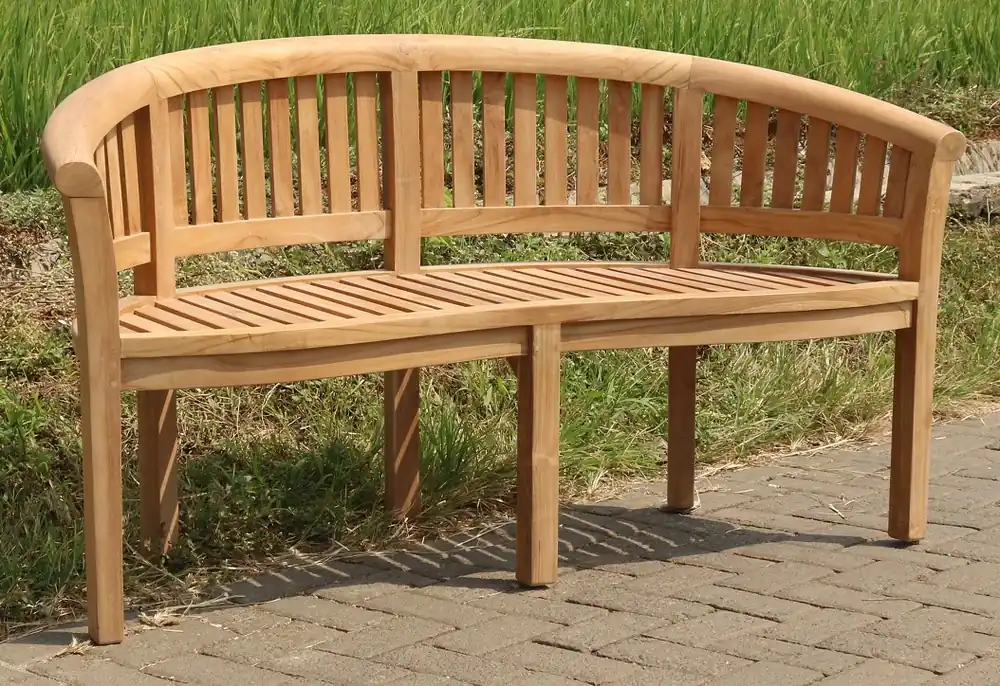 Direktkauf Gartenbank Banane 150cm Teak Gartenmöbel Sitzbank