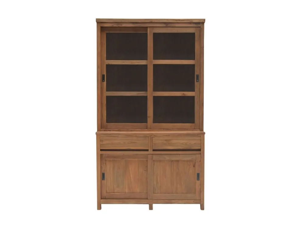 Jetzt Bestellen Teakholz Ladenschrank AT-017 „Ronan“ – 120 cm Breite | Massivholz Vitrinen Schrank