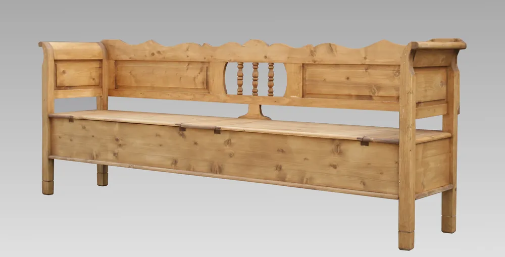 Markenprodukt Truhen Bank Biedermeier antikbraun 220 cm