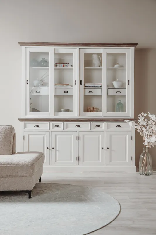 Landhaus Vitrinen Schrank FLEUR - SCHRANK 204 cm Super-Preis