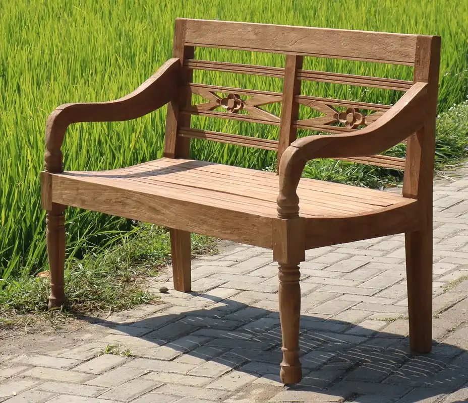 Preiswert Gartenbank 120cm 2-Sitzer Premium Teak Bank Outdoor Sitzbank