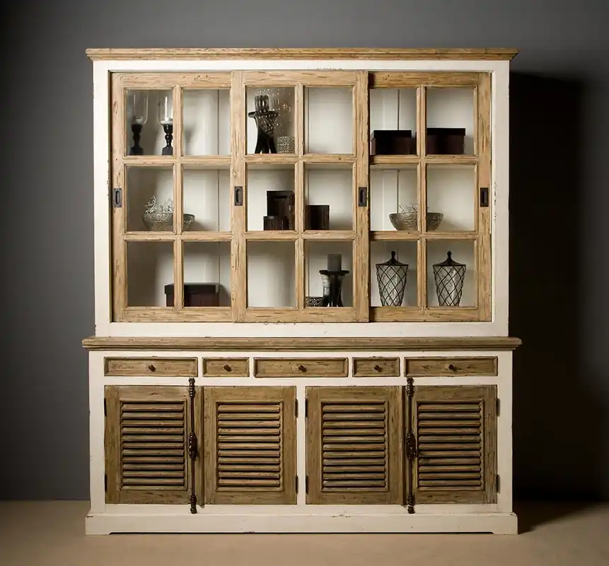 Highlight Amanda Vitrinen Schrank 200 cm im Landhausstil