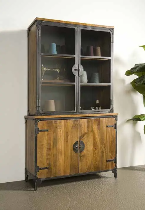 Basto Vitrinenschrank 120 cm 2 Glastüren 2 geschlossene Türen Geprüft