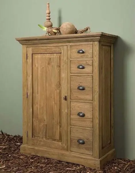 Bologna Highboard 100 cm Vertiko Teakholz Landhausstil Mega-Angebot