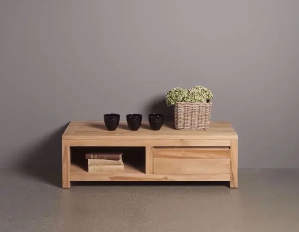 Losari TV-Schrank 120 cm 1 Schublade Lowboard Kommode unbearbeitetes Teakholz Landhausstil Schnäppchen