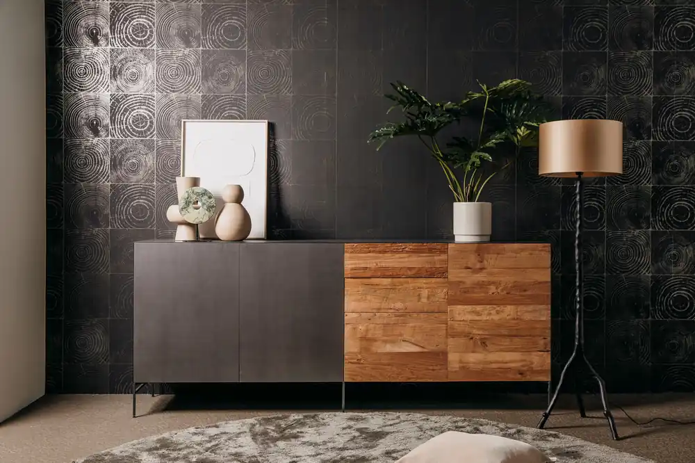 Rabatt Pandora Sideboard 221 cm Teakholz Metall Kommode
