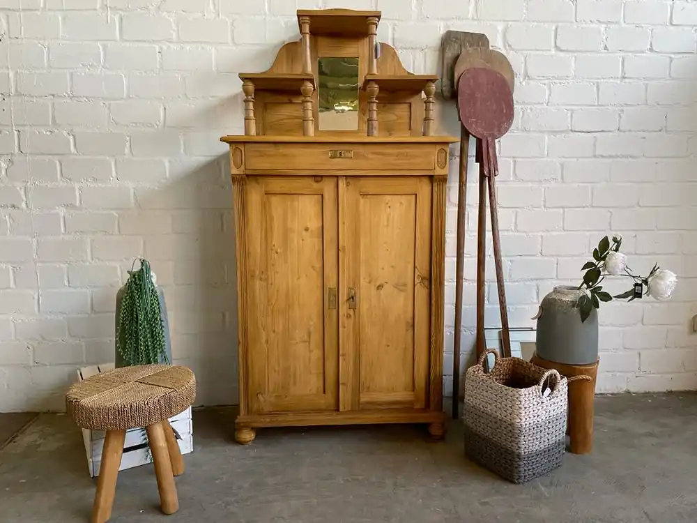 Sonderangebot Jugendstil Vertiko mit Aufsatz Weichholz antik