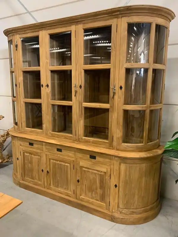 Highlight Cabinet Schrank 250 cm Teak - Vitrinen Schrank Massivholz