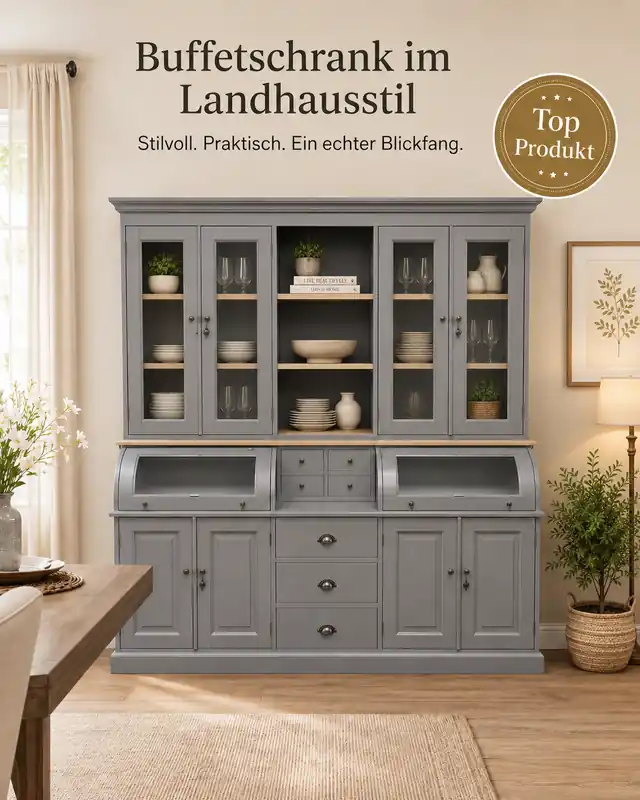 Buffet Schrank Berlin 200 cm Murano grau/eiche Bestseller