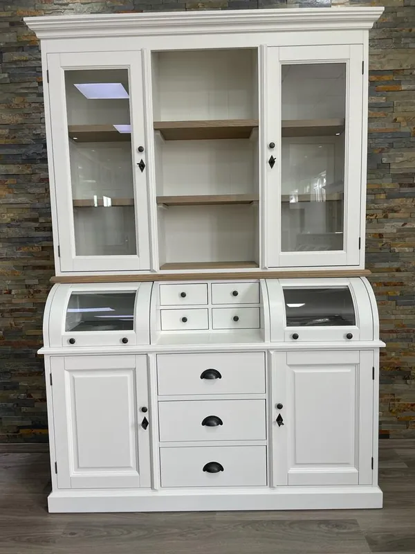 Buffet Schrank Berlin 150 cm weiß/eiche - Landhaus Möbel Neu Im Sortiment
