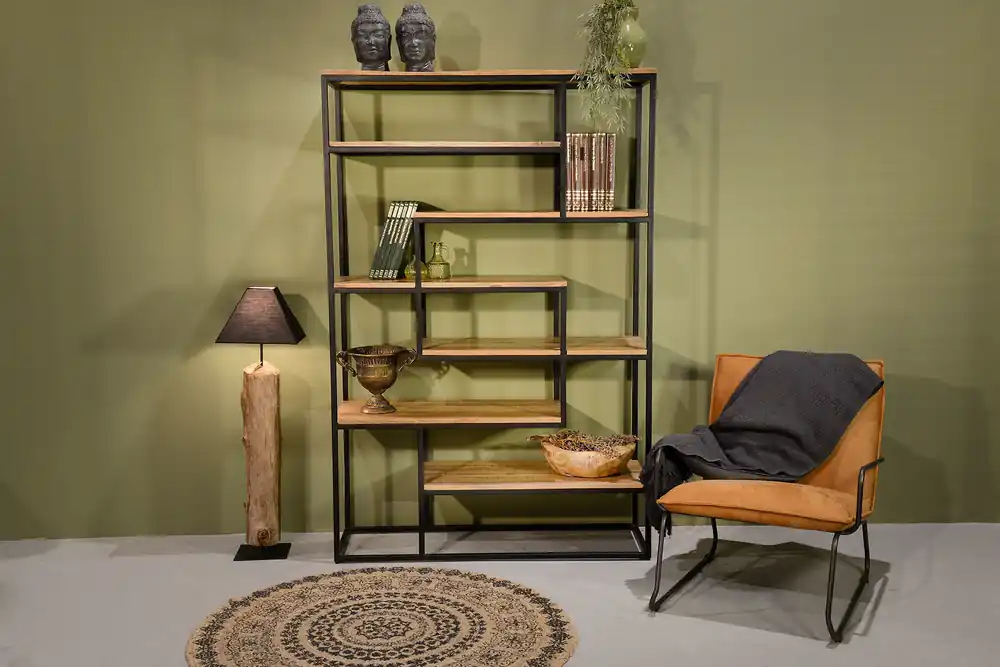 Preisreduziert Standregal Jan aus Mango Holz 120 cm mit Eisengestell