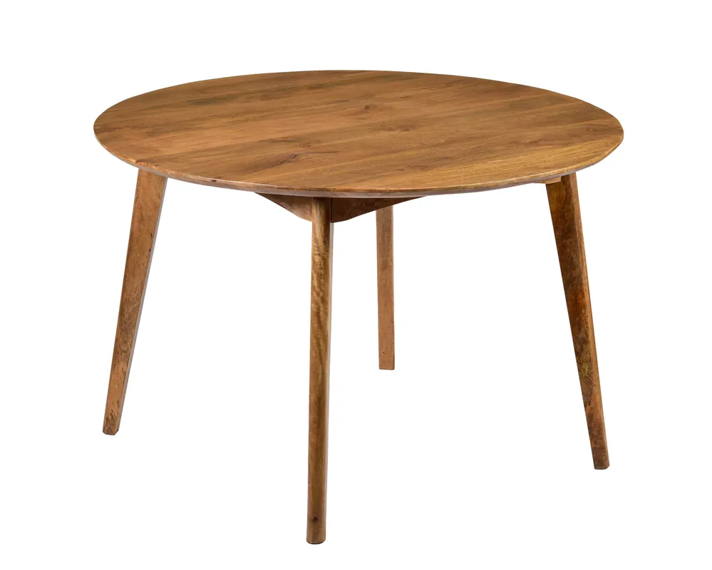 Elias Runder Beistelltisch 120 cm Mango Holz Couchtisch Retro Sichere Zahlung
