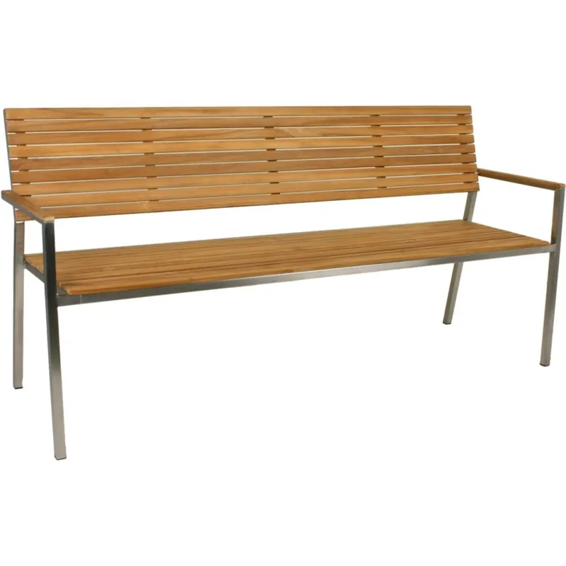 Gartenbank 4-Sitz Teak FSC, geölt, Edelstahl, gebürstet Outdoor-Möbel Expressversand