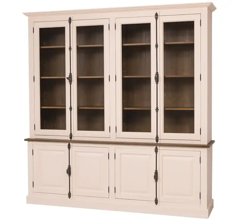 Mega-Angebot Glasvitrine aus Vollholz 4-türig - französischer Landhausstil
