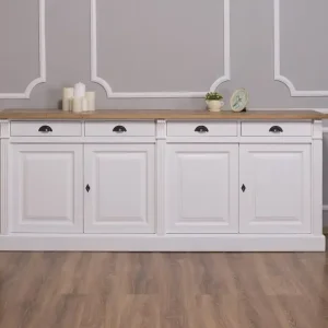 Aktuell Sideboard 219 cm im Landhaus Stil mit Eichenplatte