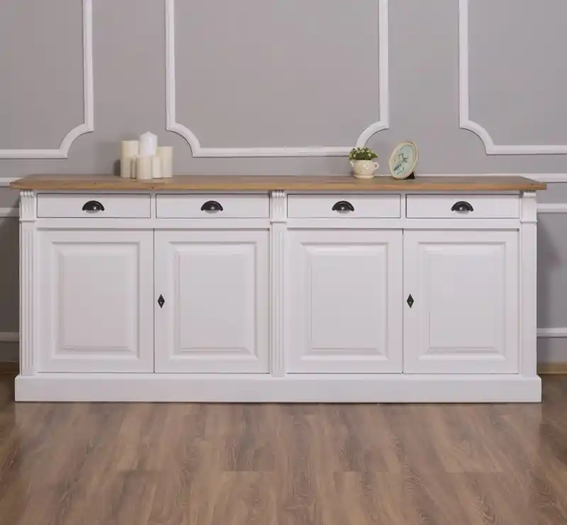 Aktuell Sideboard 219 cm im Landhaus Stil mit Eichenplatte