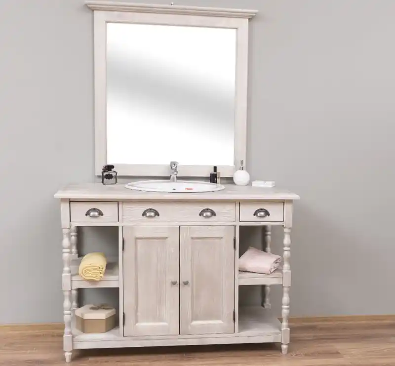 Geprüft Badezimmerschrank, Badezimmerunterschrank, Badmöbel - französischer Landhausstil