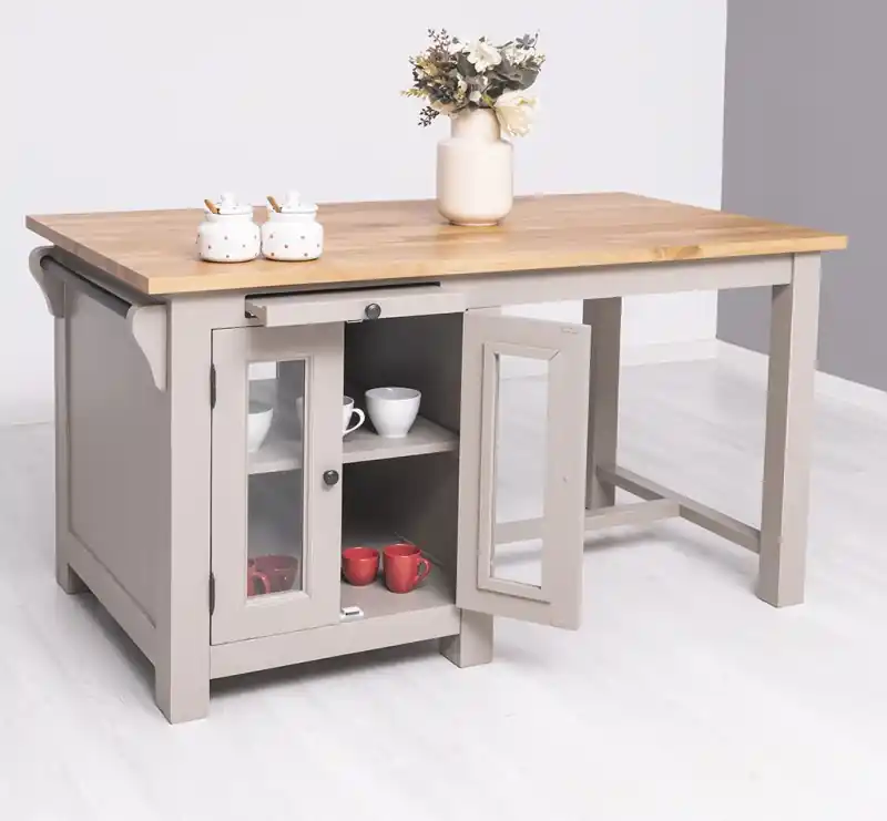Kücheninsel mit Eichenplatte aus 100% Massivholz - hochwertige Küchenschränke Beliebt