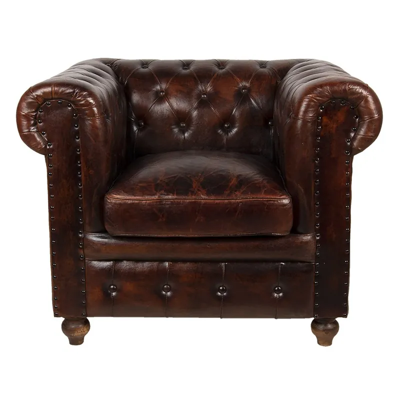 Direktkauf Lounge Sessel - Leder - Vintage braun - Chesterfield