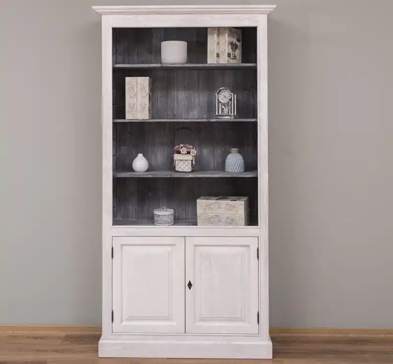 Kracherpreis Vielseitiges Bücherregal mit 2 massiven Türen und Regalfläche - dekorative Vitrine