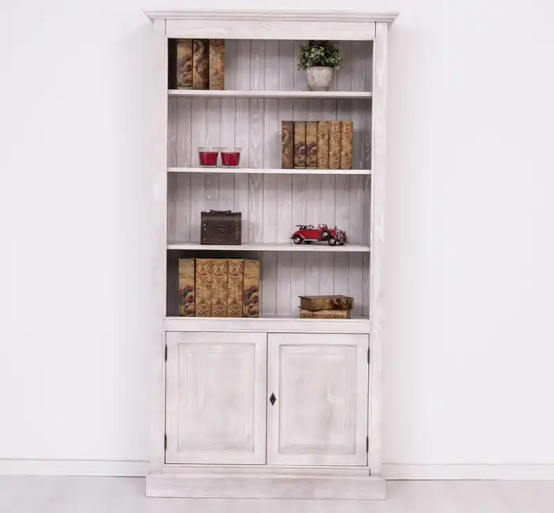 Letzte Chance Vielseitiges Bücherregal mit 2 massiven Türen und Regalfläche - dekorative Vitrine