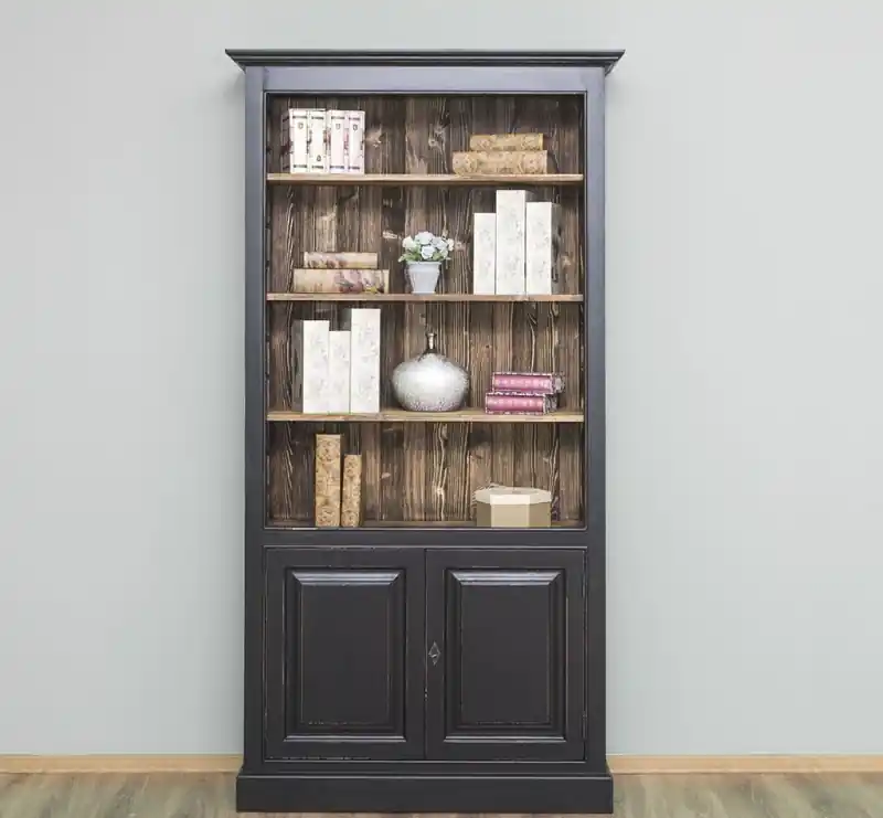 Markenware Bücherregal mit 2 massiven Türen und Regalfläche - Landhaus Regal