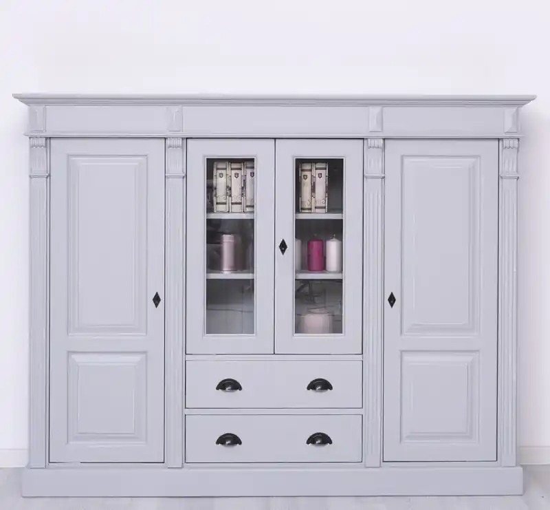 Vitrine mit je 2 Schubladen, Glastüren und geschlossenen Türen - Landhaus Vitrine Geprüft