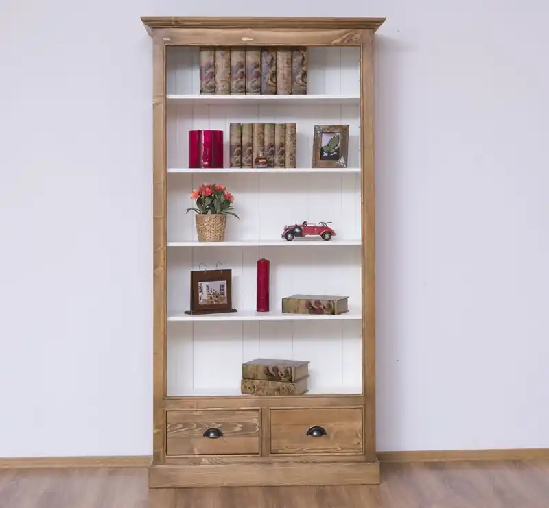 Sonderangebot Vielseitiges Bücherregal mit verstellbaren Regalböden und 2 Schubladen - Vitrine