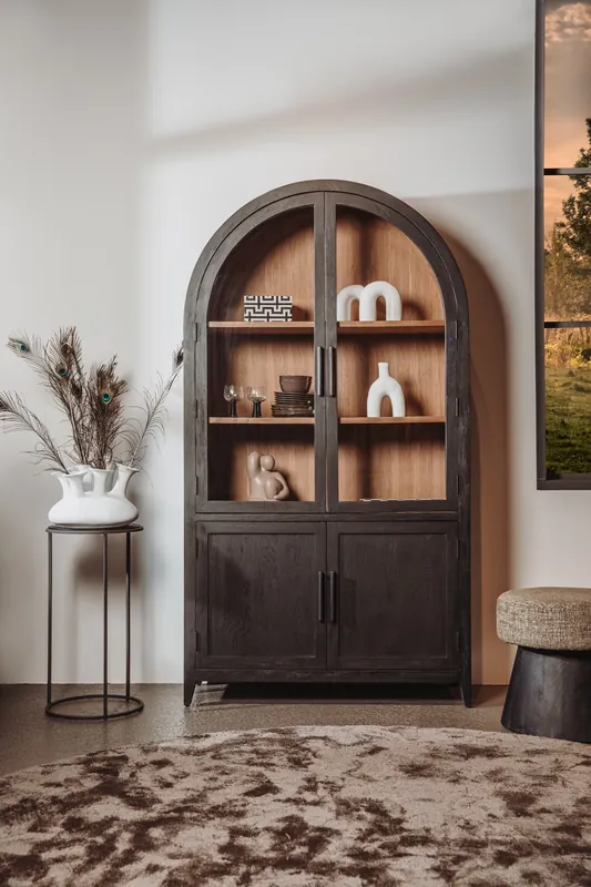 Rotondi Vitrinenschrank 120 cm aus Mango Holz Billig