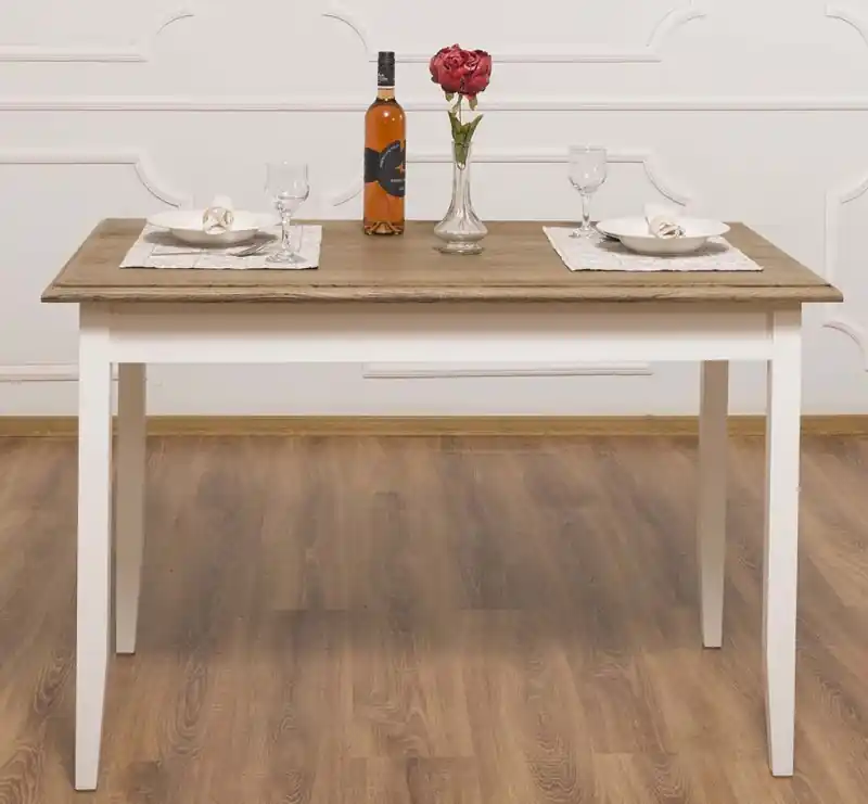 Landhaus Esstisch mit Eichenplatte dunkel 78 x 120 x 70 cm Massiv Preiswert