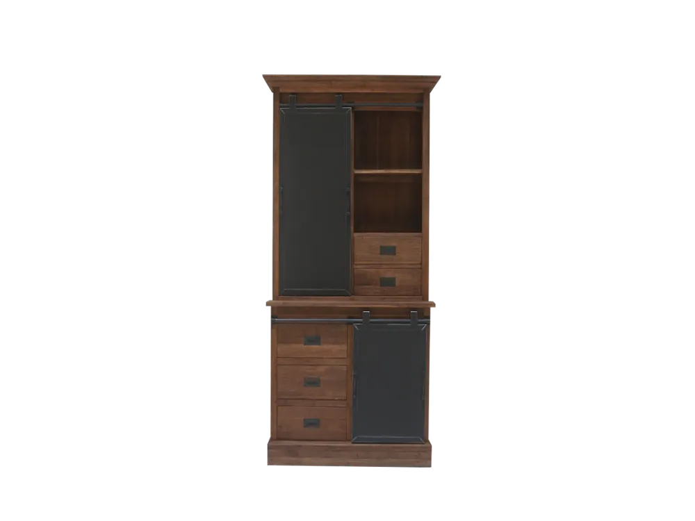 Schnäppchen Vitrinen Schrank Roda Teakholz Massiv - Buffet Schrank Teak mit Eisen
