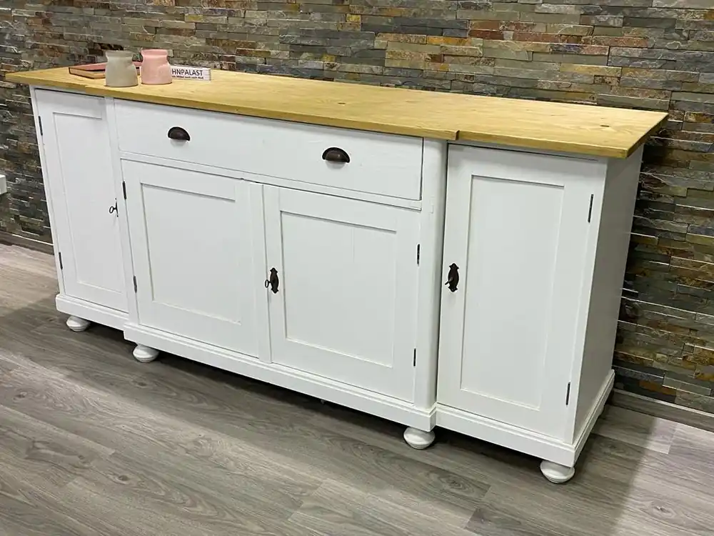 Sideboard 190cm im Landhaus Stil - Weichholz Anrichte Vintage antik Nur Heute