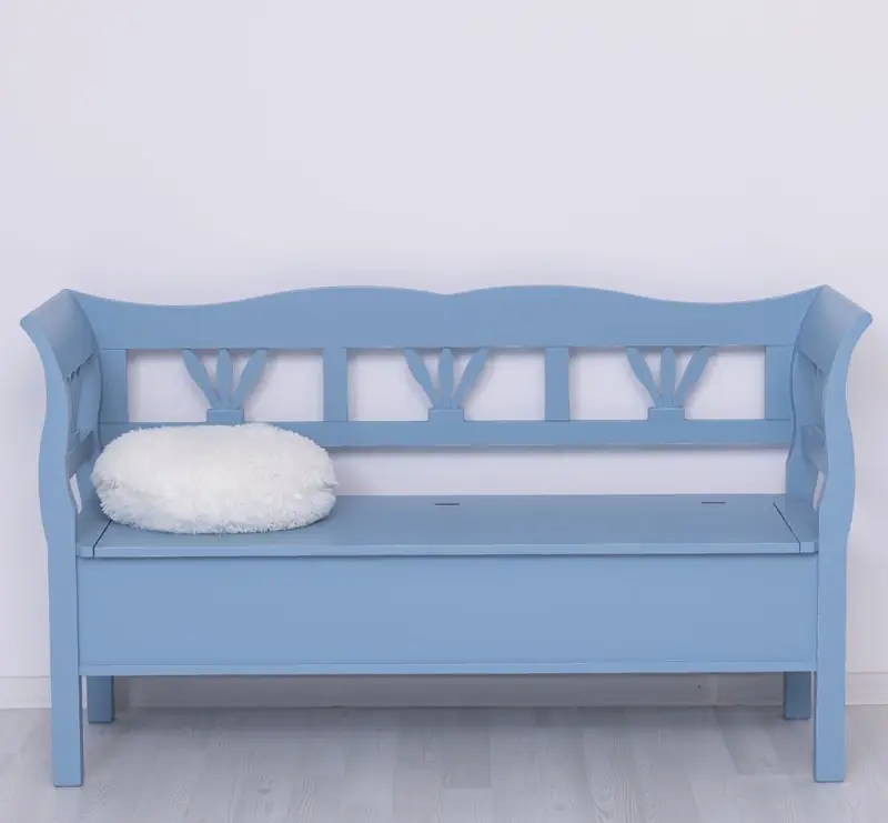 Markenware Truhenbank im Landhaus Stil 163 cm Sitzbank, Küche, Truhe - Himmelblau