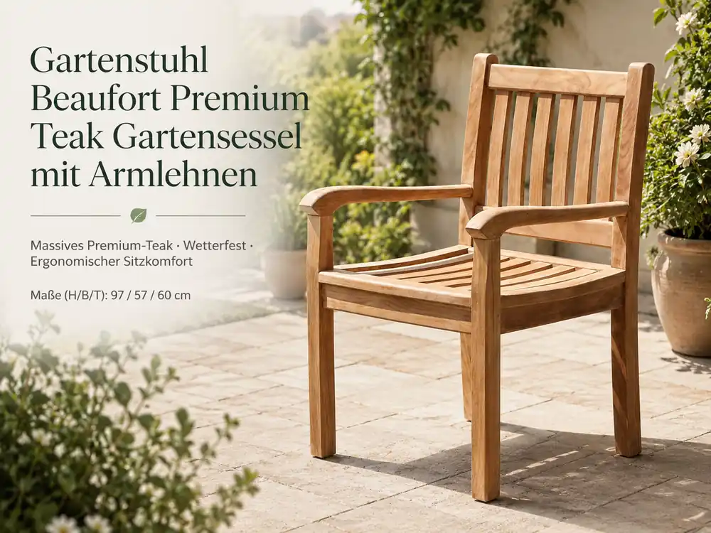 Gartenstuhl Beaufort Premium Teak Gartensessel mit Armlehnen Jetzt Kaufen