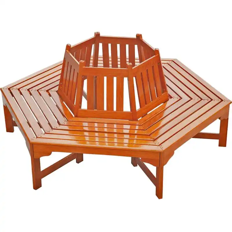 Rabatt Baumbank ONTARIO, 6-eckig Eukalyptus, Natur Gartenbank - Gartendekoration