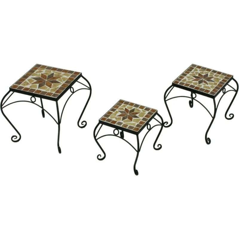 Mega-Angebot Mosaik Blumenhocker EREBUS quadratische Beistelltische - Blumentische 3er-Set