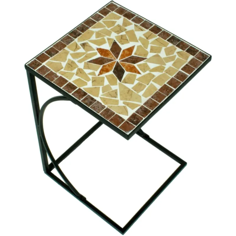 Markenprodukt Beistelltisch AMARILLO Metall, Mosaik braun/ocker/beige