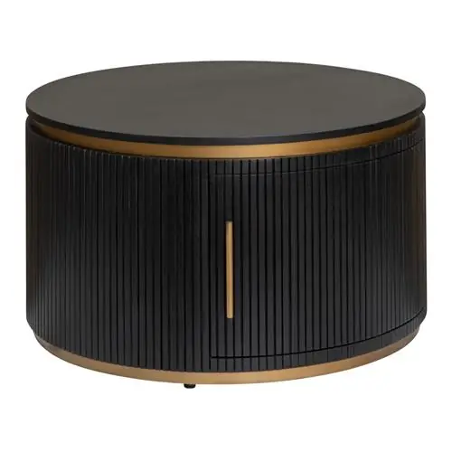 Rivello runder Couchtisch schwarz 80 cm mit Stauraum Bestpreis